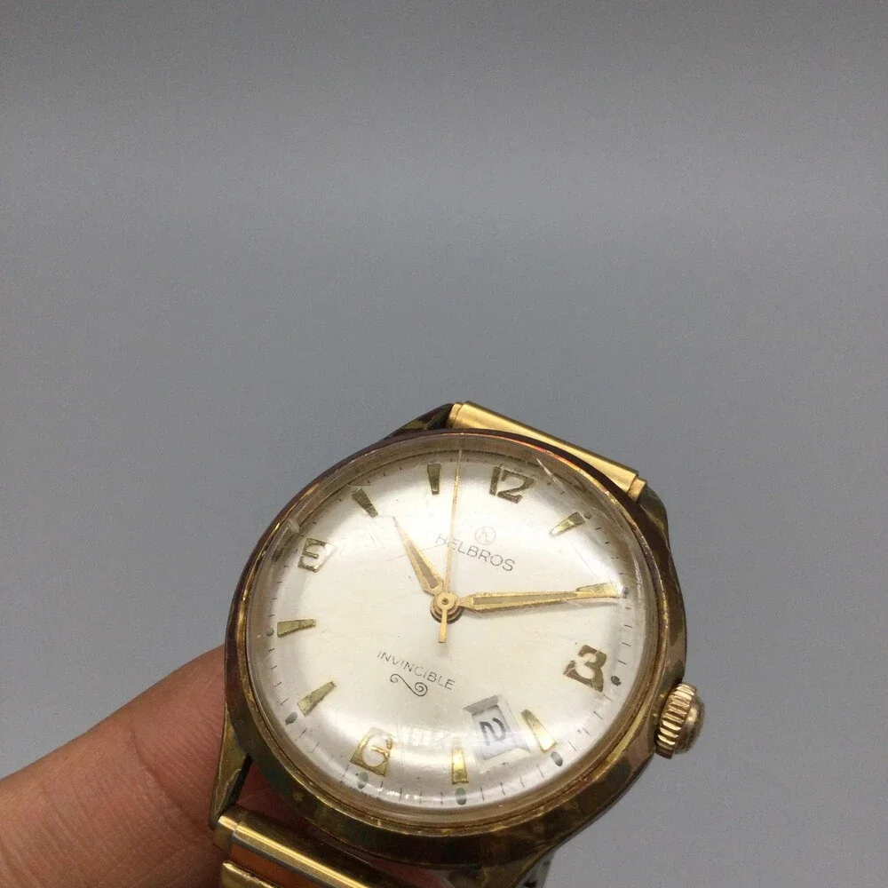 Vintage Helbros Invincible Mens Watch 33mm Champagne Dial  display picture 1